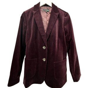 TALBOTS Corduroy Blazer Size 6 Burgundy Red Womens Preppy Classic Jacket